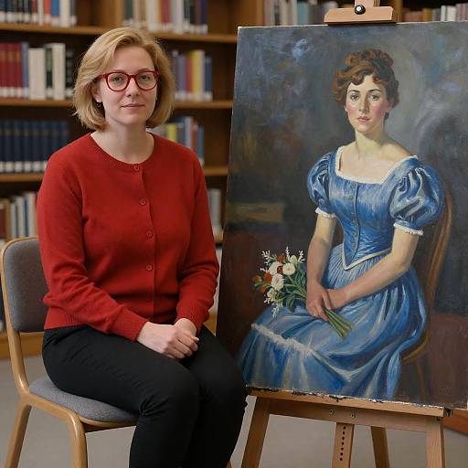 Dual Portrait: Woman in Library Setting