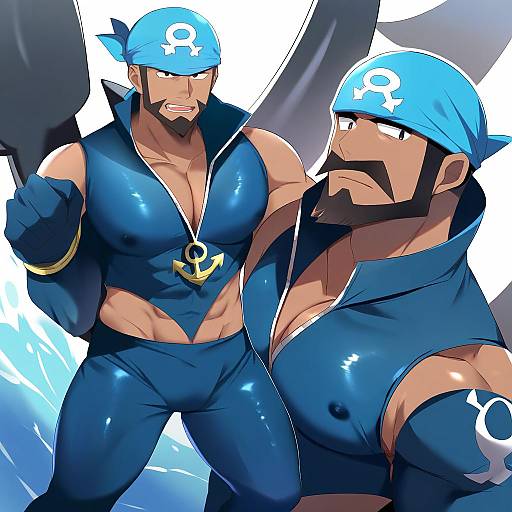 Illustration of Archie (pokemon), pokemon in the style of Ikazu401