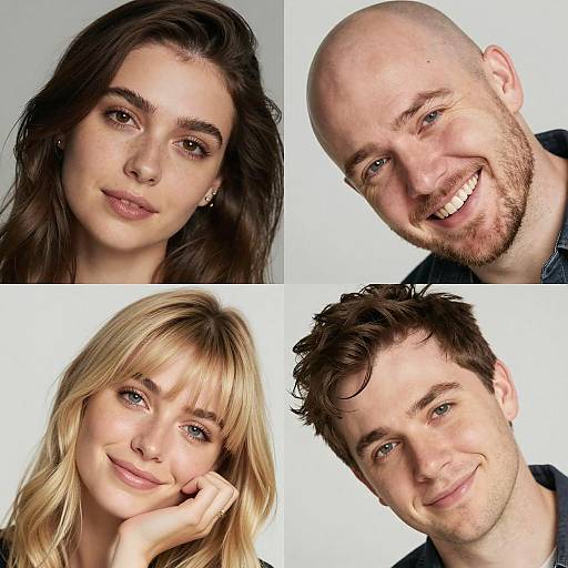 Circular Headshot Photography of Four People
