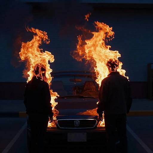 Urban Night Scene with Fiery Contrast