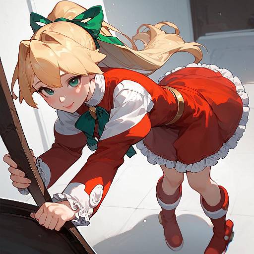 Anime Style Blonde Android Girl Standing