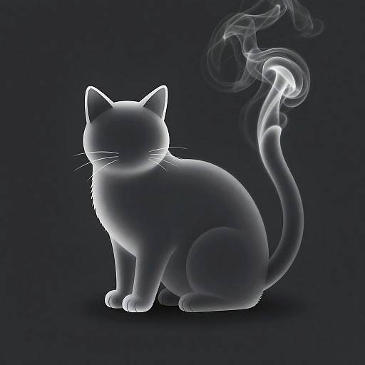 Minimalistic Swirling Smoke Cat