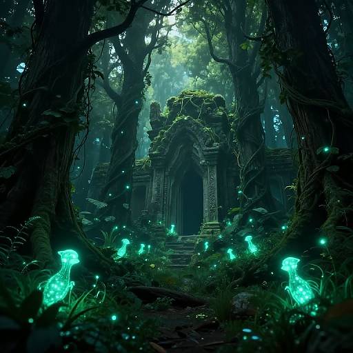 Mystical Bioluminescent Fantasy Forest