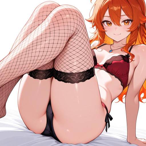 Fiery Redhead in Lingerie on Bed Fiery Redhead in Lingerie on Bed