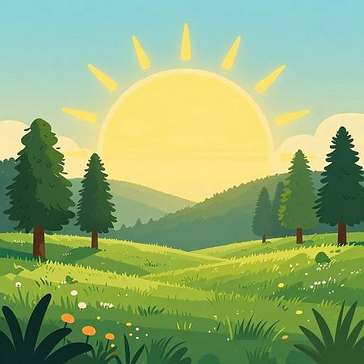 Hyper-Realistic Sunrise Ink Illustration