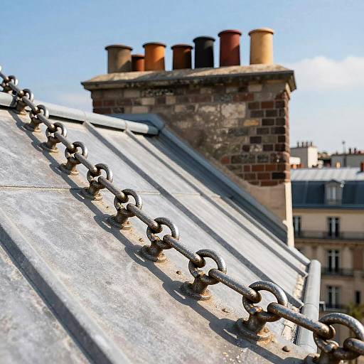 Close-up of Mansard Roof Chain in Paris