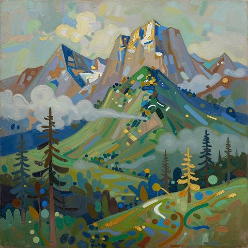 Abstract Mountainous Landscape Painting