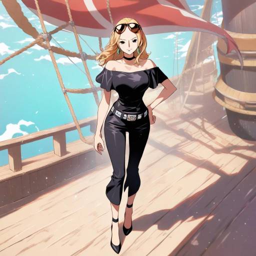 Adventurous Girl on Pirate Ship Deck