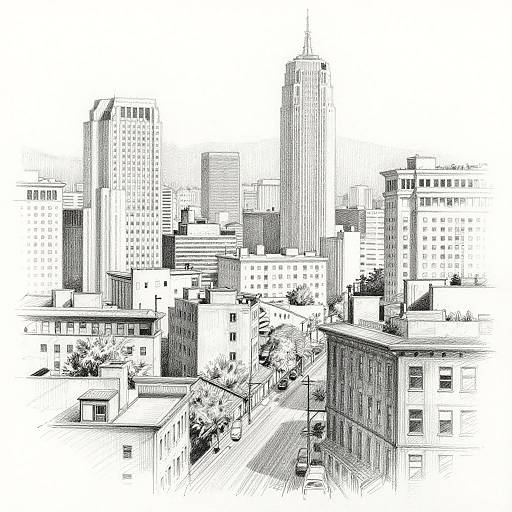Urban Cityscape Pencil Sketch Transformation