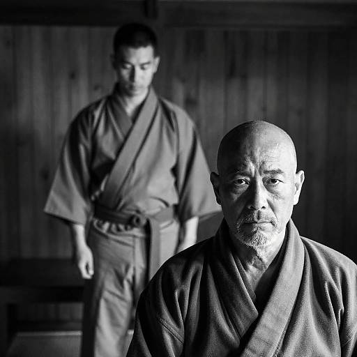 Intense Portrait of Two Men in Wood