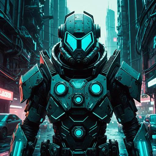 Futuristic Cyberpunk Robot Warrior