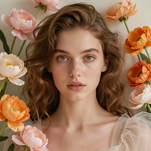 Delicate Floral Portrait of a Young Woman