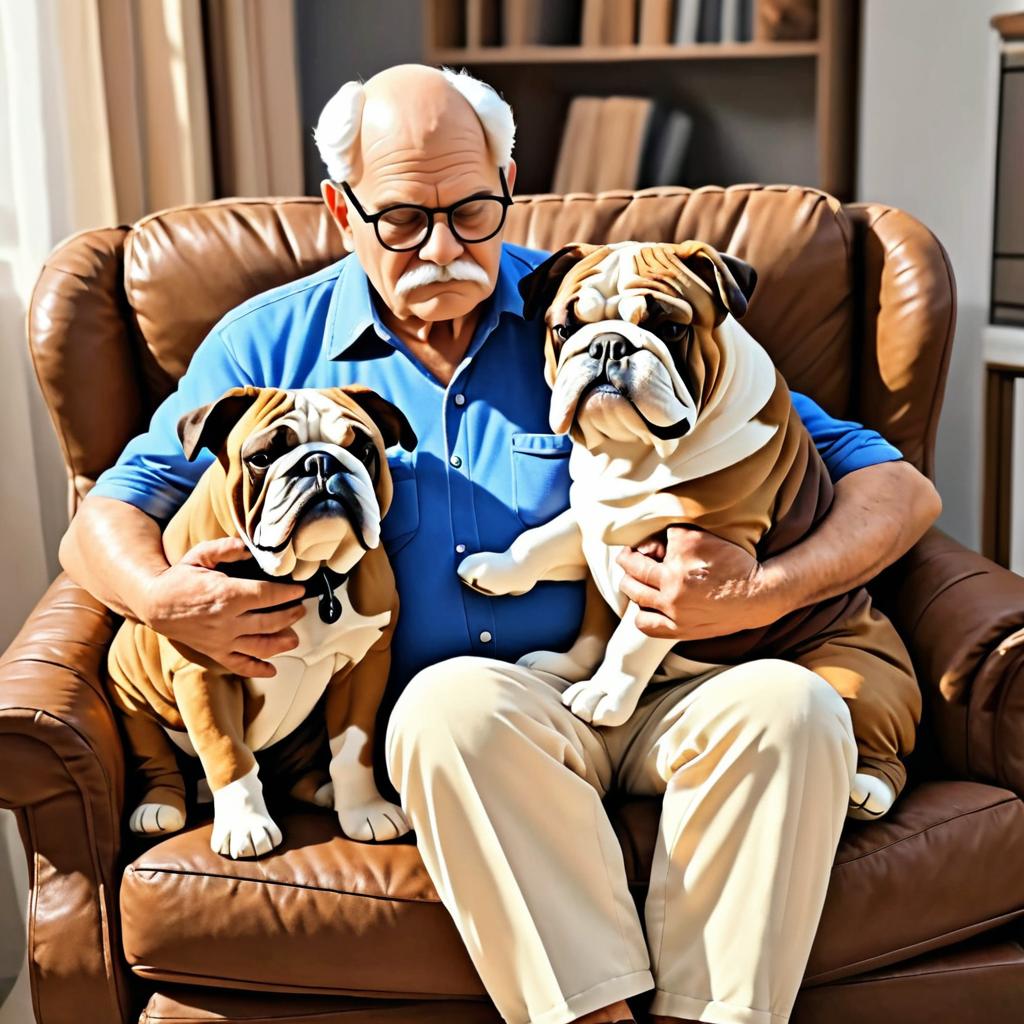 Heartwarming Moment: Elderly Man with Dogs