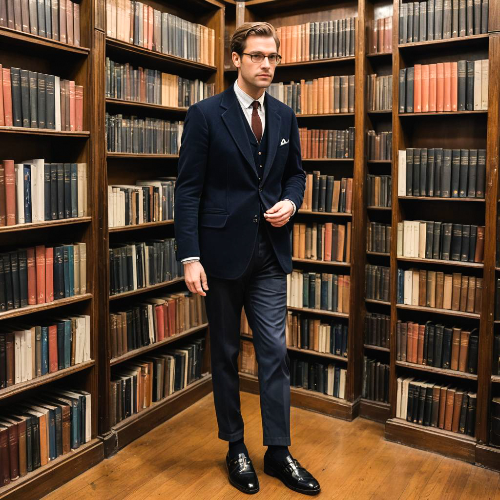 Chic Man in Antique Bookstore