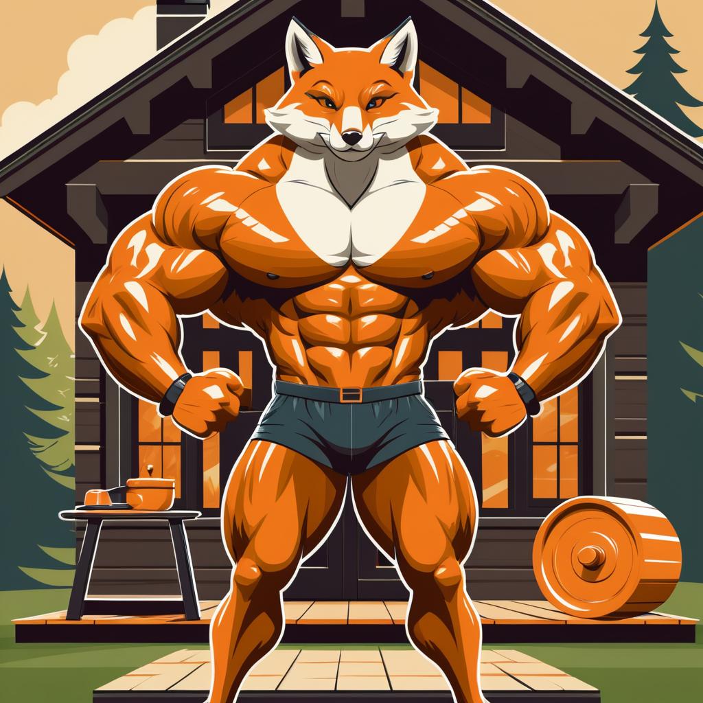 Muscular Fox in Cozy Cottage Setting