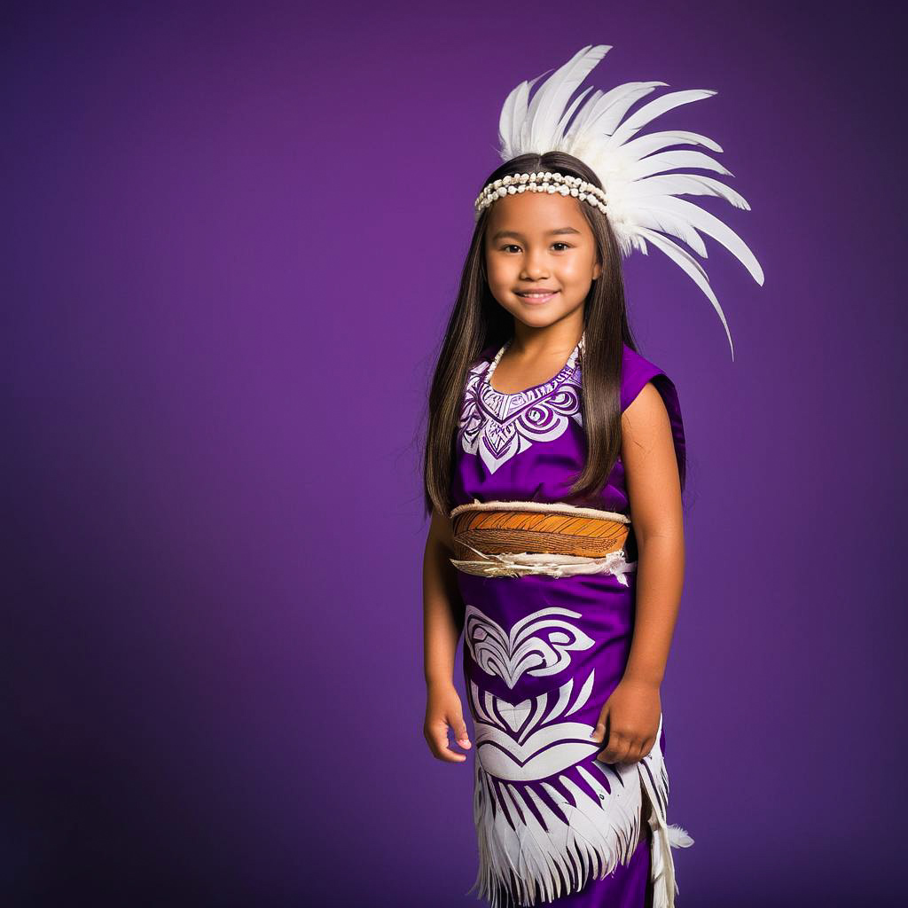 Excited Māori Girl in Traditional Attire