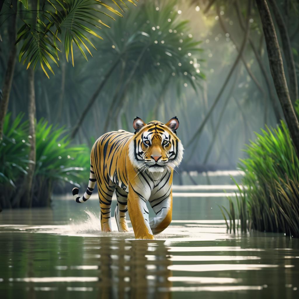 Cinematic Bengal Tiger in Sundarbans Scene