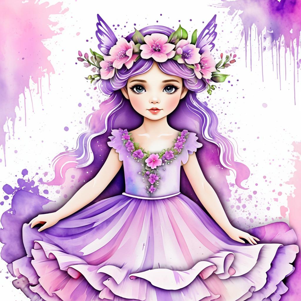 Whimsical Fairy Clipart in Watercolor Style