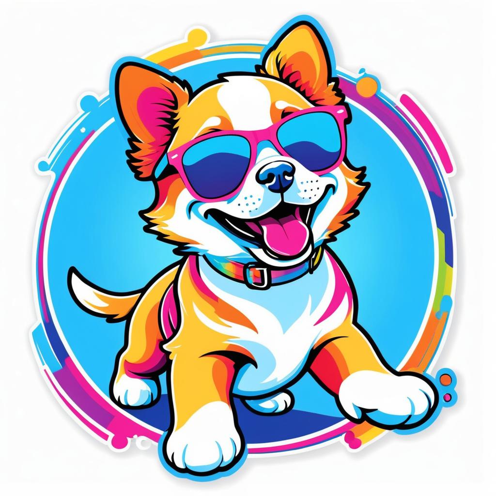 Joyful Playful Puppy Sticker Design