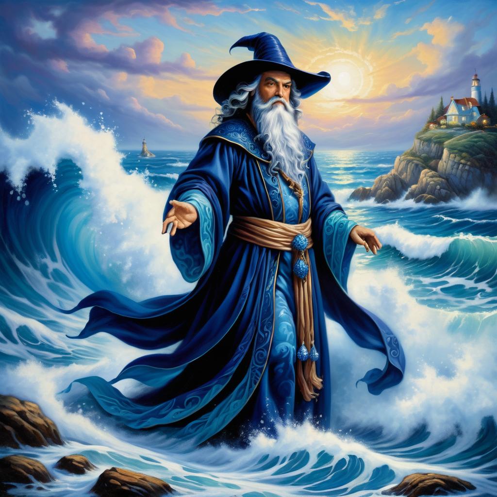 Mystical Ocean Sorcerer in Hyper-Realism