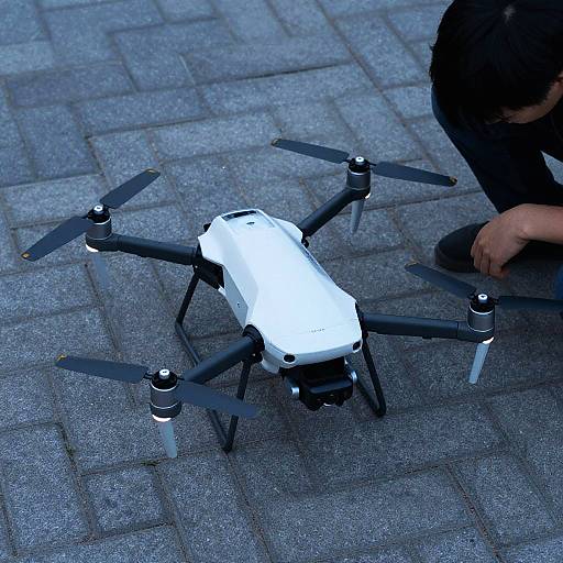 Futuristic Aerial Drone on Brick Ground