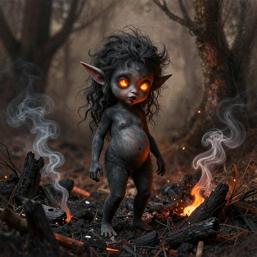 Charcoal Pastel Cinder Sprite Portrait