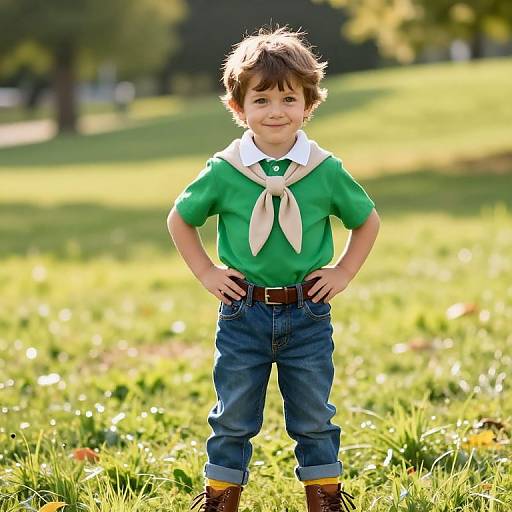 Cheerful Boy in Sunny Park