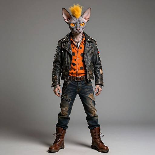 Punk Rock Feline Hybrid Portrait