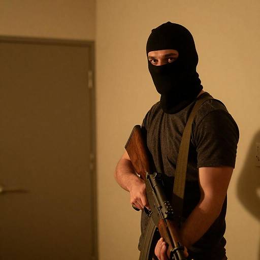 Dramatic Balaclava Portrait in Warm Light