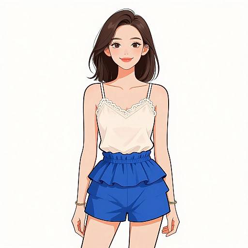 Smiling Woman in Casual Chic Outfit