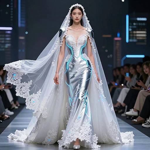 Cyberpunk AI-Inspired Wedding Dress