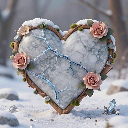 Intricate Heart Art with Nature Elements