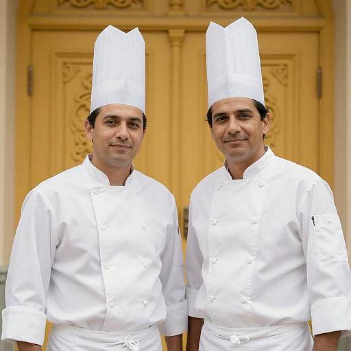 Two Chefs Posed Elegantly by Doors