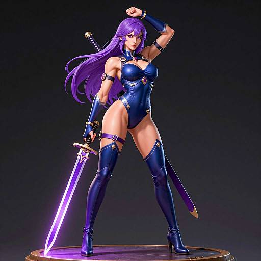 Muscular Warrior Woman in Bodysuit