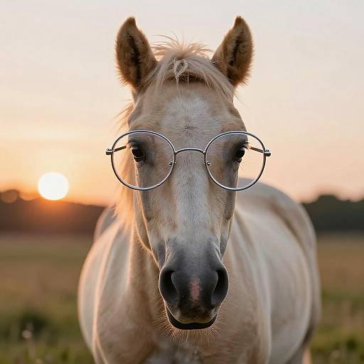 Playful Golden Foal with Spectacles