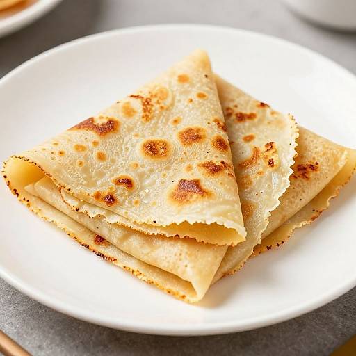 Stacked Golden Crepes on White Plate