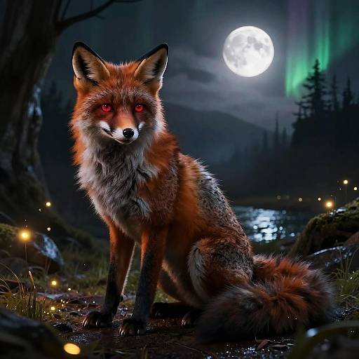 Fluffy Anthro Fox in Moonlit Cave