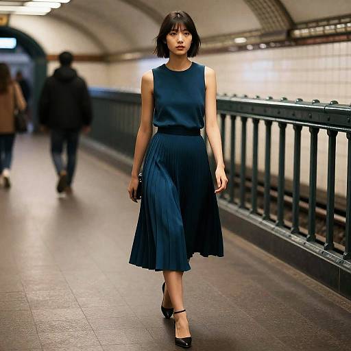 Street-Style Model in Art Deco Subway