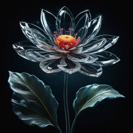 Hyper-Realistic Crystal Flower in Darkness
