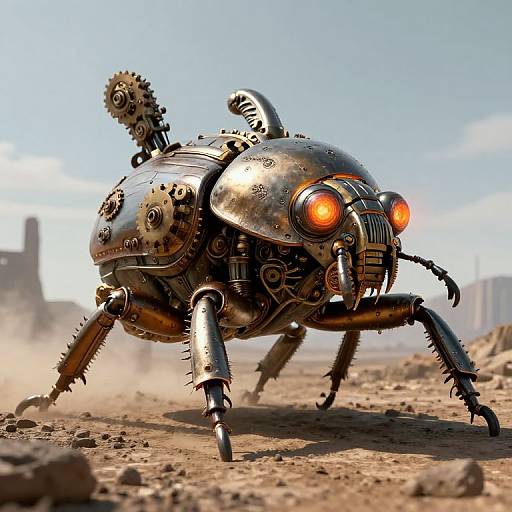 Steampunk Giant Beetle in Desert