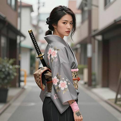 Urban Warrior: Asian Woman in Kimono