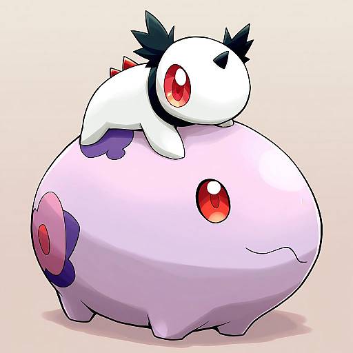 Illustration of Munna, pokemon in the style of Kakizaki (chou neji)