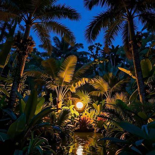 Surreal Photorealistic Blue Jungle Night