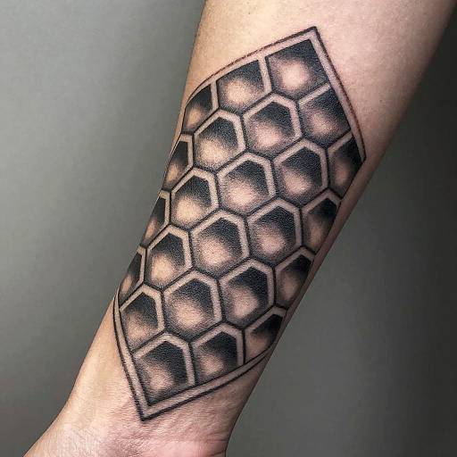 Futuristic Geometric Honeycomb Wrist Tattoo