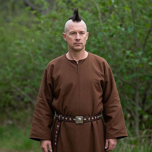Man with Mohawk in Forest Robe
