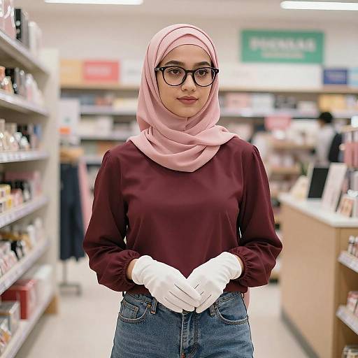 Young Woman in Hijab in Store