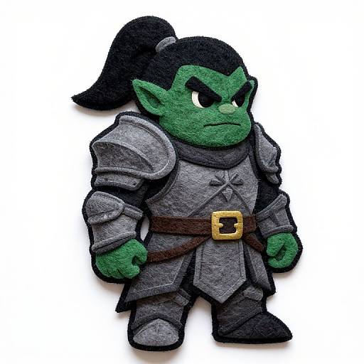 Felt Applique Dark Green Dwarf Warrior