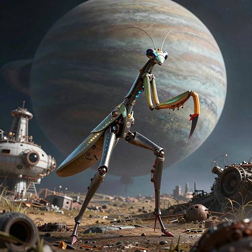 Clockwork Mantis Assassin in Orbital Ship Graveyard