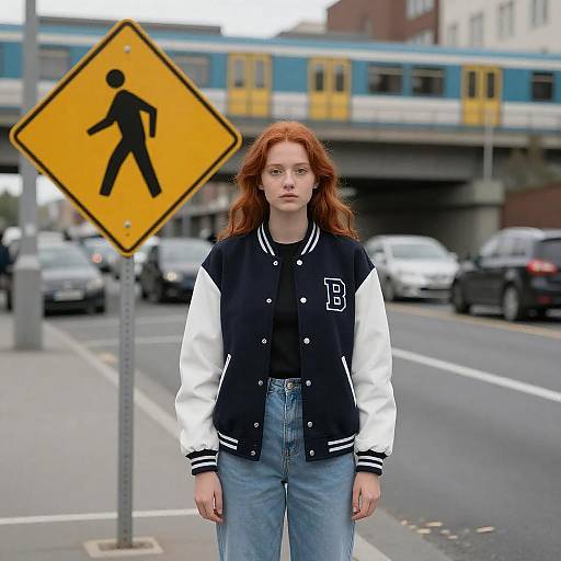 Urban Scene with Red-Haired Girl