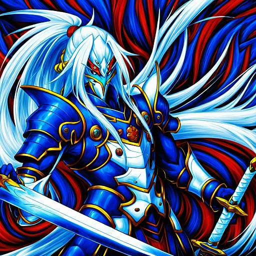 Illustration of Hakumen, blazblue in the style of Akai sashimi